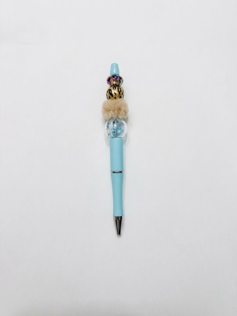 Blue Safari handmade beaded pen