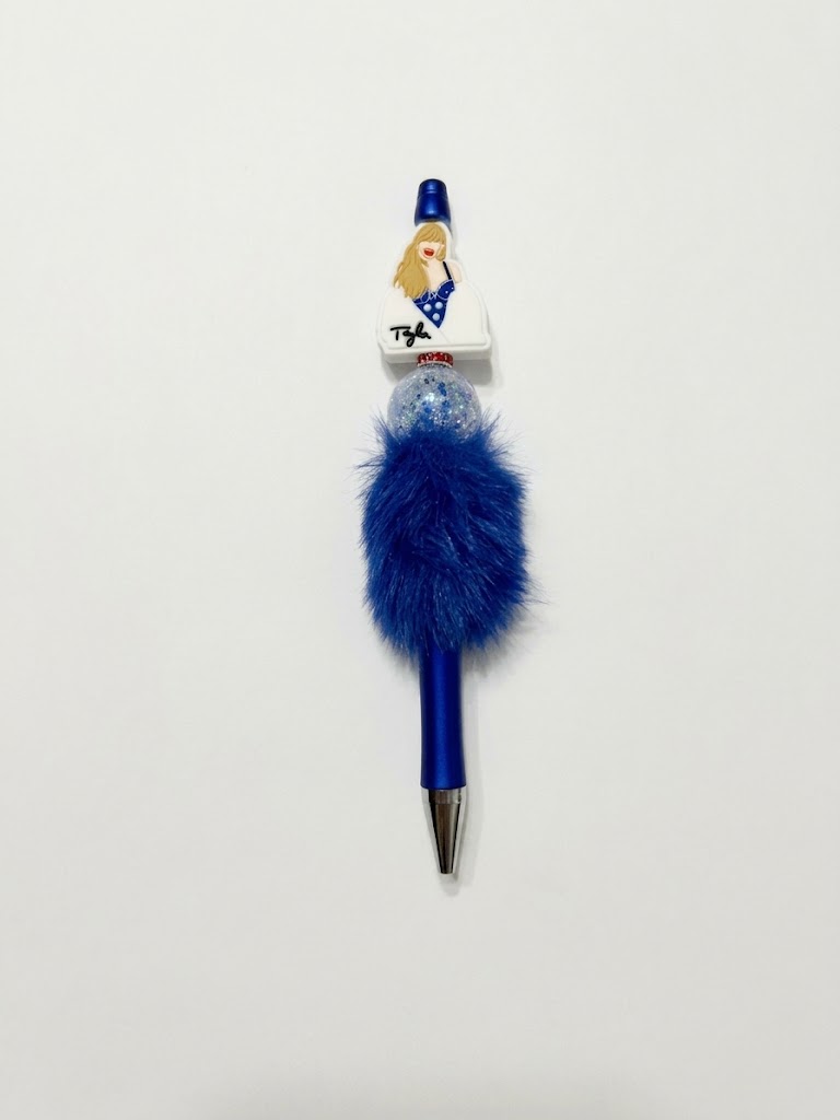 Blue Stage Lights handmade beaded pen