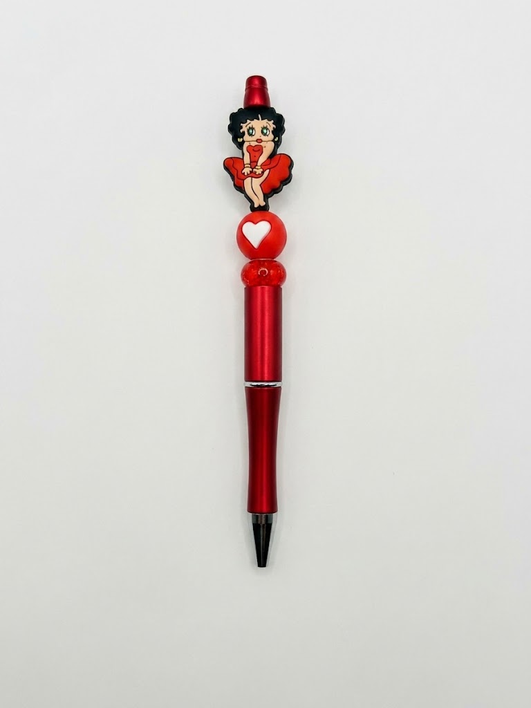 Boop Heart handmade beaded pen