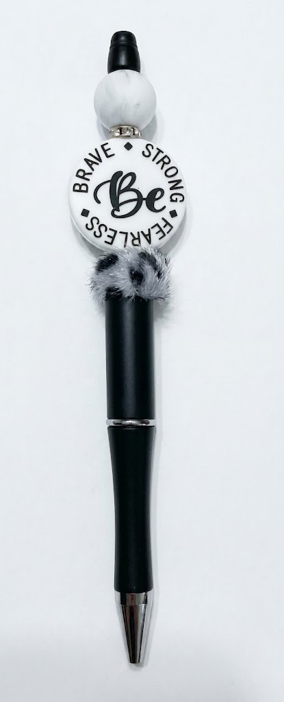 Brave Strong Fearless handmade beaded pen