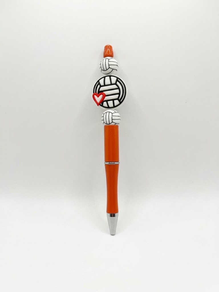 Court Side Heart handmade beaded pen