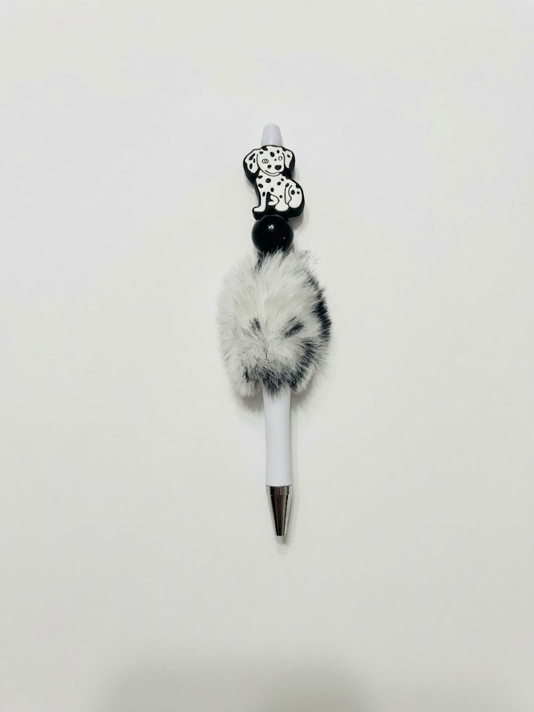 Dalmatian Fluff handmade beaded pen