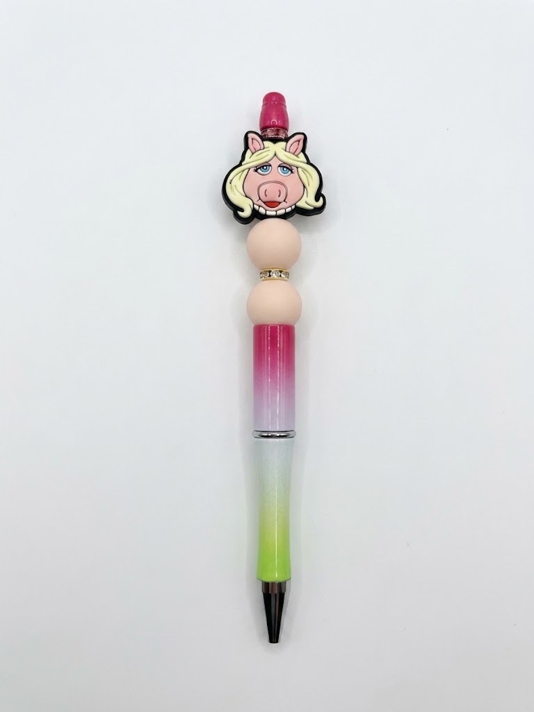 Diva Piggy handmade beaded pen