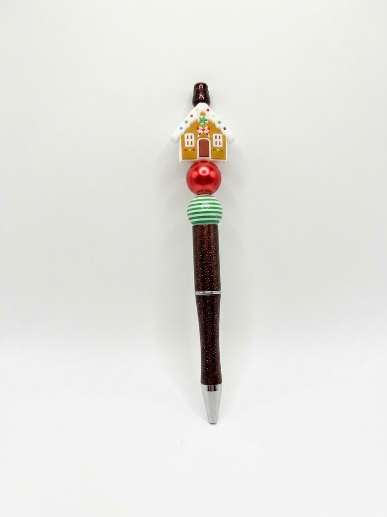 Gingerbread House handmade beaded pen