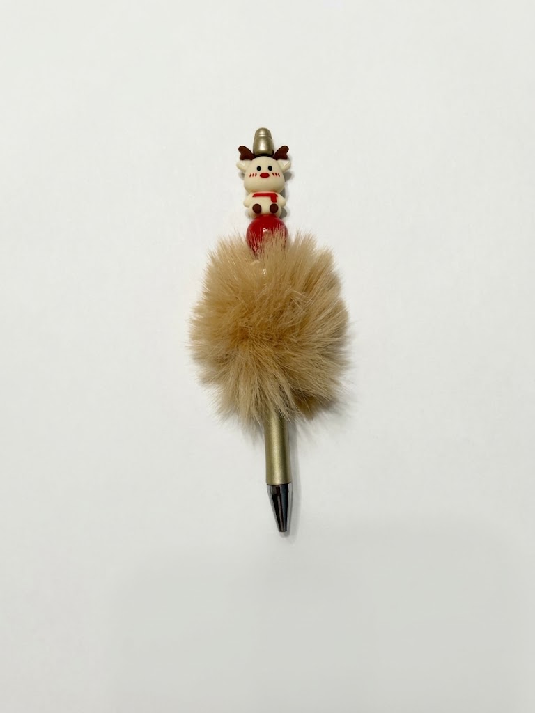 Gold Reindeer handmade beaded pen