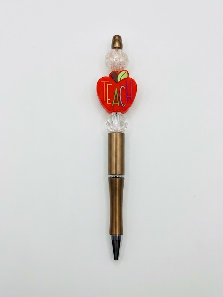Golden Apple handmade beaded pen