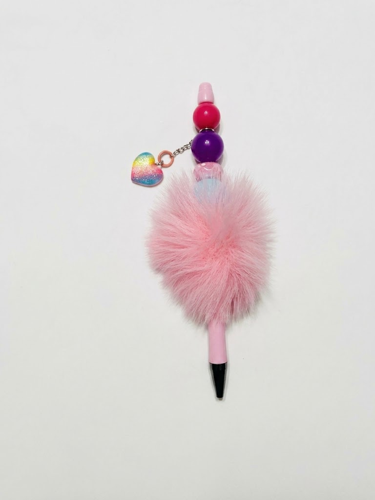 Heartstring Fluff handmade beaded pen