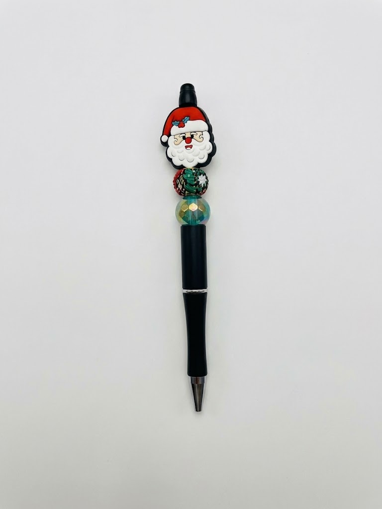 Holly Santa handmade beaded pen
