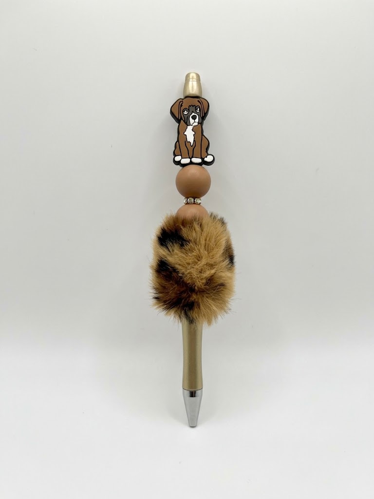 Leopard Boxer handmade beaded pen
