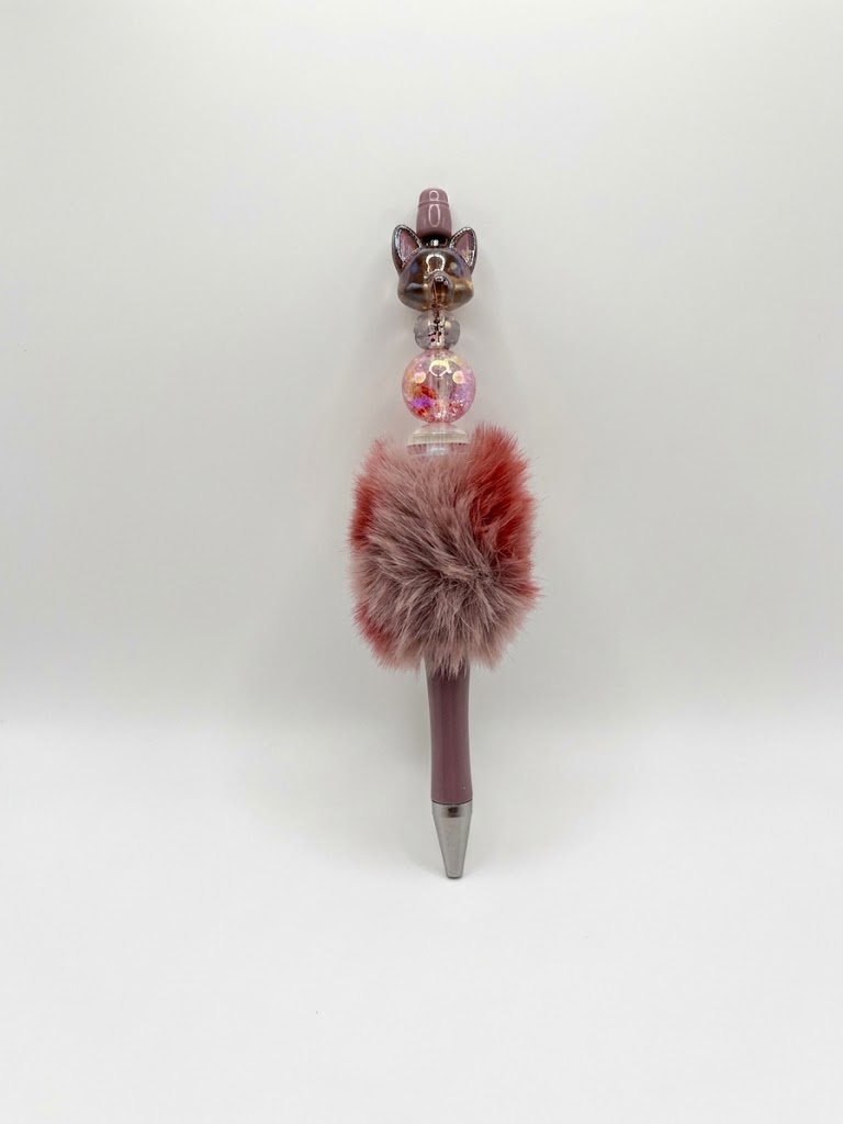 Mauve Pup handmade beaded pen