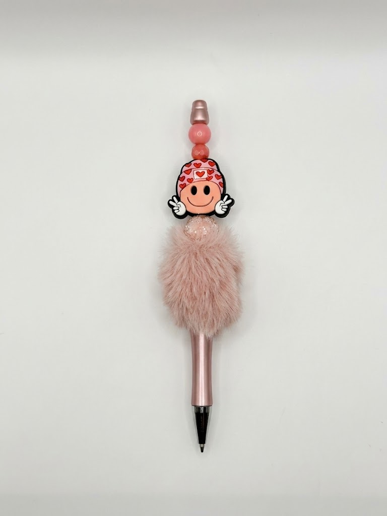 Peace & Hearts handmade beaded pen