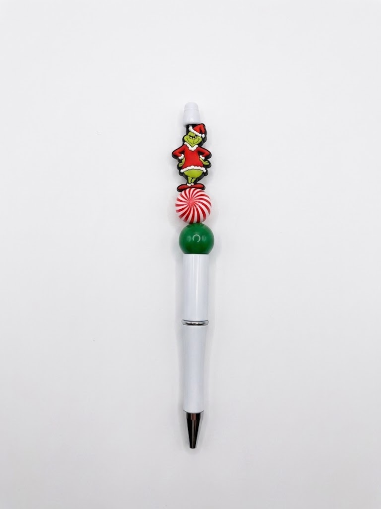 Peppermint Mean One handmade beaded pen