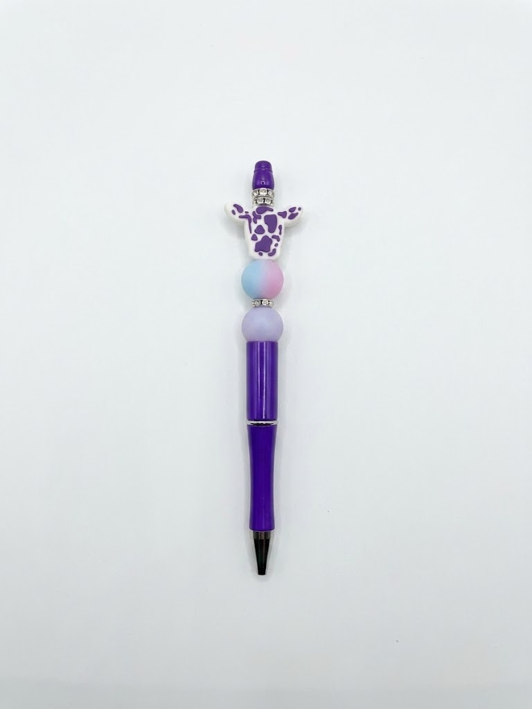 Purple Cow handmade beaded pen