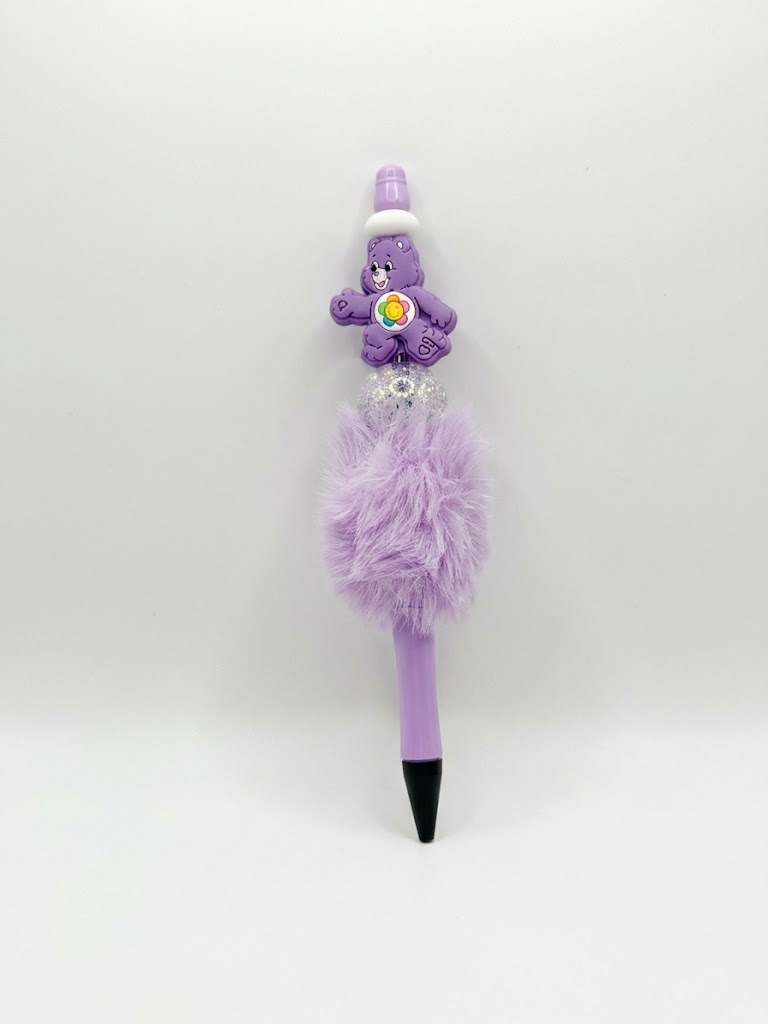 Purple Star Bear handmade beaded pen