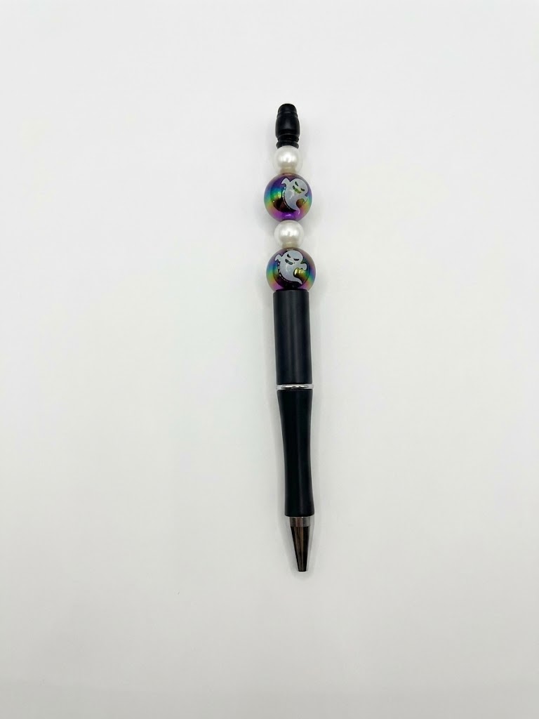Rainbow Ghost handmade beaded pen