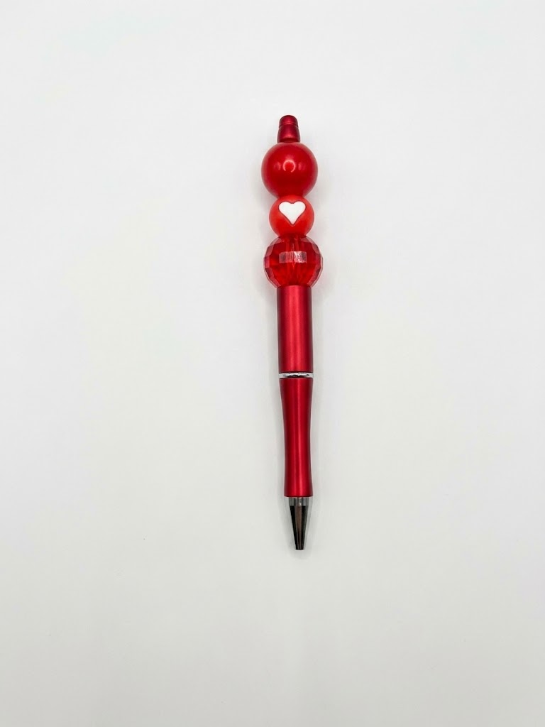 Ruby Heart handmade beaded pen