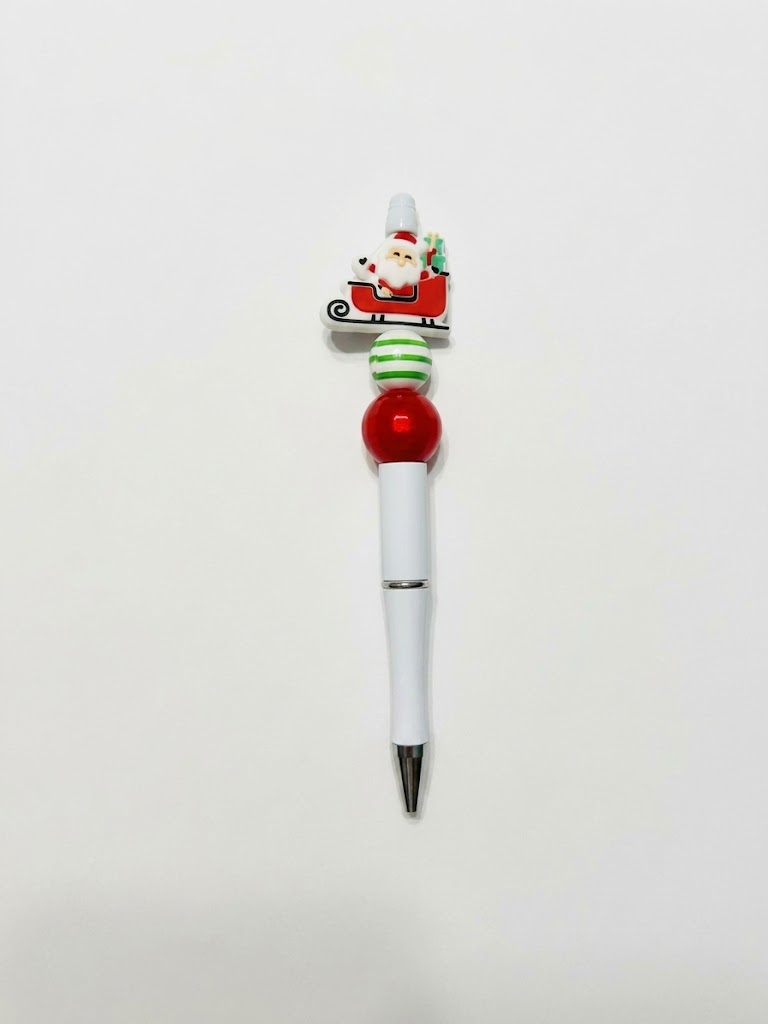 Santa's Sleigh handmade beaded pen
