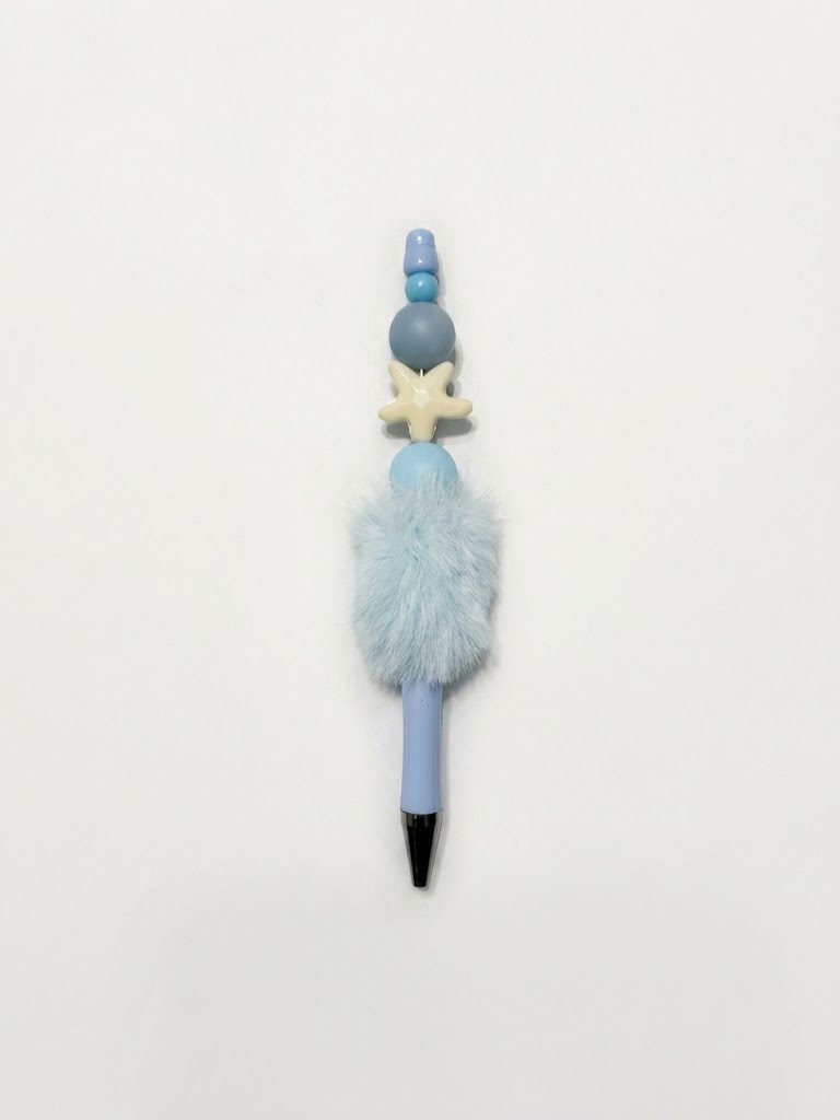 Soft Sky Star handmade beaded pen