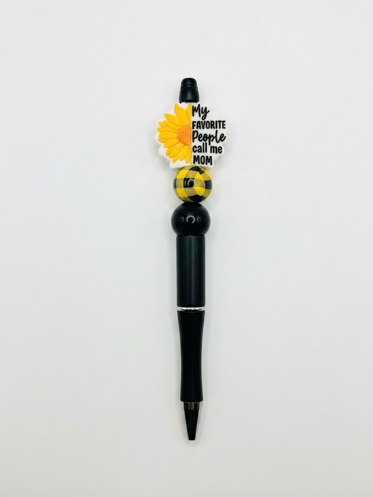 Sunflower Mom handmade beaded pen