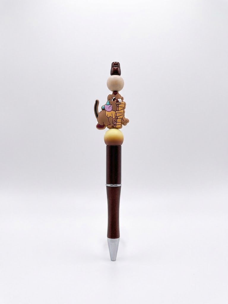 Waffle Beaver handmade beaded pen